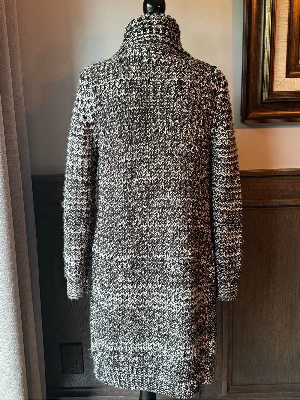 VENUS Marled Black & White Open-Front Cardigan - Picture 4 of 8